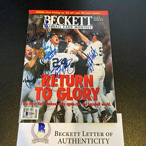 1996 New York Yankees World Series Champs Team potpisan Magazin Beckett COA-potpisani MLB magazini
