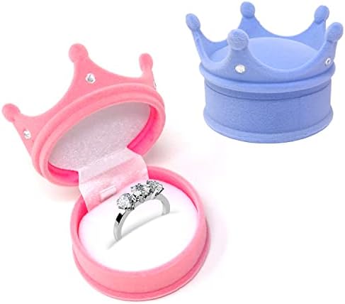 Honbay 2kom baršunasta prstenasta kutija u obliku krune kutija za odlaganje nakita kutija za organizatore displeja za vjenčanje