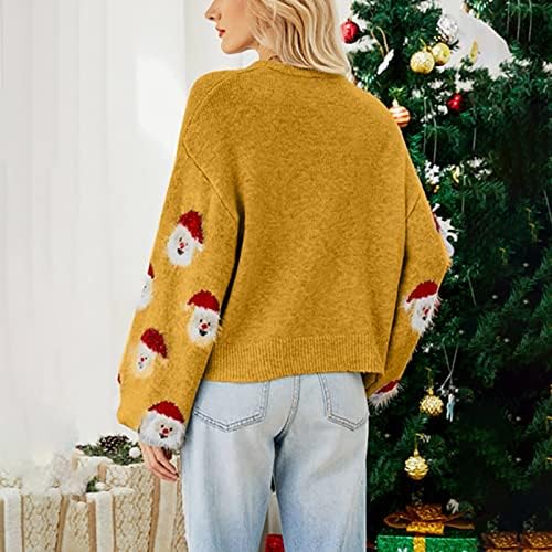 Muduh džemperi za žene trendi okrugli vrat labavi casual slatki santa claus uzorak mekan dugi pulover dugih rukava