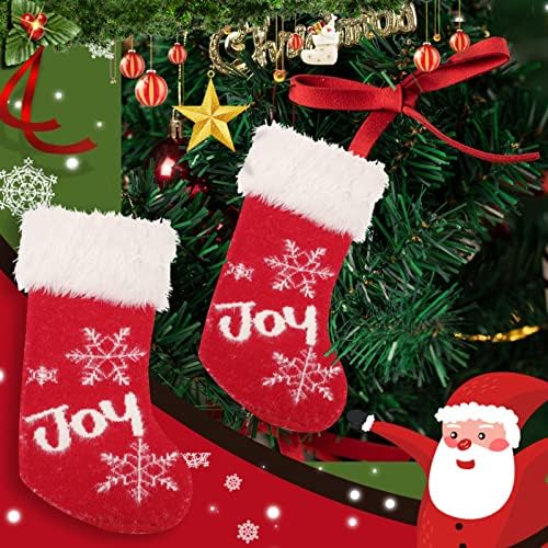 Kristalne zavjese Božićne čarape 15,7 * 27-inčni čarapa Super mekane plišane klasične crvene i bijele viseće čarape s pletenim snežnicom za porodične zabavne ukrase