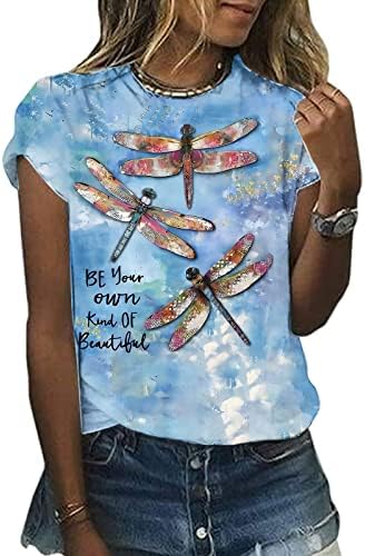 Ljetni vrhovi za žene šareni print T Shirt okrugli vrat kratke rukave bluze 2023 Fashion Shirts