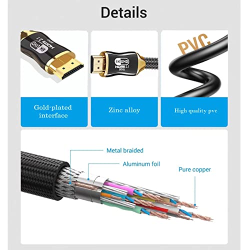 Niubb 8K HDMI kabel 15 Ft, 2.1 HDMI kabel 15 stopa podržava 48Gbps 8k @ 60Hz, 4k @ 120Hz HDR, 3D, Dolby Vision, Dolby Atmos kompatibilan