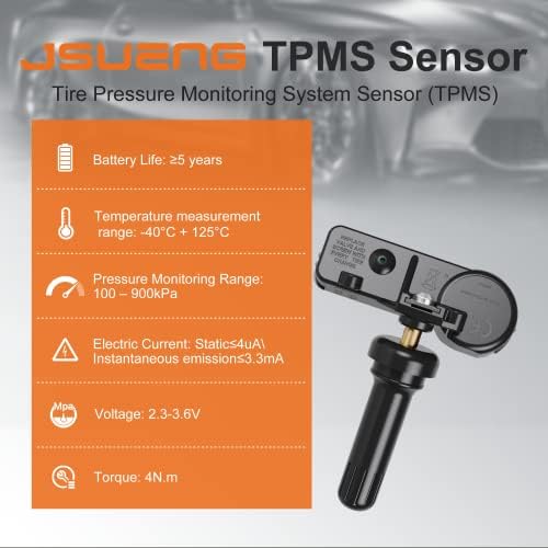 JSueng TPMS senzor, 4 pakovanja senzor pritiska u gumama, kompatibilan sa Chrysler Jeep Dodge Ram, 433MHz zamjenjuje # 56029481AB