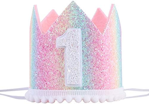 Beba 1st rođendan Rainbow šešir - prvi rođendan Crown šešir, Baby rođendan Photo rekviziti, Mini Rainbow Crown Party Dekoracije, Pastel