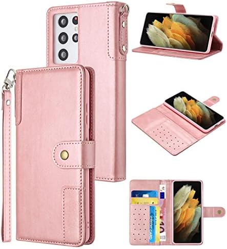 Tikoo Tikoo torbica za novčanik za Samsung Galaxy S21 Ultra 5G držač utora za kartice, magnetna PU koža na preklop zaštitni poklopac