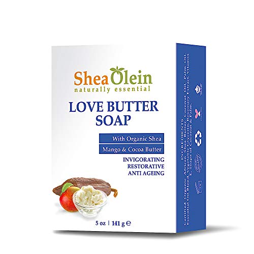 SheaOlein Love puter sapun Bar sa Shea, Mango & kakao puter | organski & prirodni | terapeutski razred Deep Cleanse / eterična ulja detoksikacijski sapun / za muškarce | žene & amp; tinejdžere | bez hemikalija / V