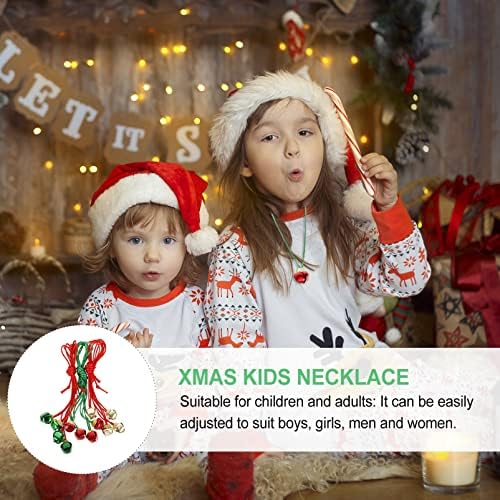 Nuobesty Kids Lanyard 12pcs Božićna ogrlica zvona Jingle Bell ogrlice Božićno drvce Bell ukrasi Xmas Viseći privjesak Božićna zabava Crveno zeleno uređenje prirodnog djela