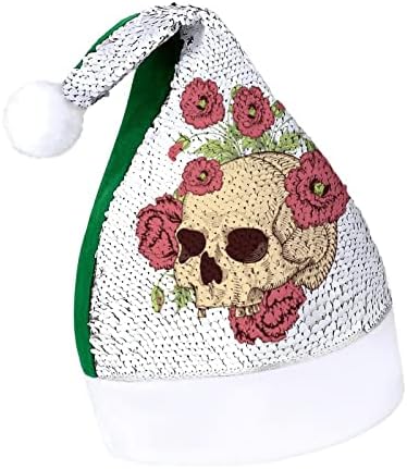 Lobanja maka Funny Božić šešir Sequin Santa Claus kape za muškarce žene Božić Holiday Party Dekoracije