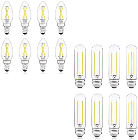 AIELIT 8Pack 2W B11 E12 LED sijalica/T10 E26 LED sijalica, zatamnjiva, 25W ekvivalentna sijalica sa žarnom niti, 5000k dnevna svjetlost Bijela, 200lm, prozirno staklo