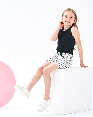 Fuermos Girls Ljetna odjeća Jednobojni prsluk vrh i pruge kratke hlače za djecu za djecu za bebe
