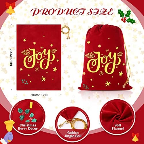Mixweer 3 kom veliki Božić vreće 27 x 20 inčni Santa poklon vreća Božić Santa Claus Wrap torba Red flanel vezice torba Božić stranka