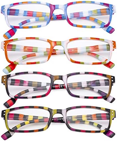 Eyekepper ženske naočare za čitanje sa 4 pakovanja - čitači dizajna šarenih pruga za čitanje za žene +3,50