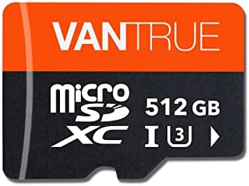 Vantrue 512GB microSDXC UHS-I U3 4K UHD video high speed transfer monitoring SD kartica sa adapterom za Crtica kamere, tijelo kamere, Akcija kamera, nadzor & sigurnosne kamere