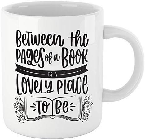 Book Lover Reading Tote & šolja za kafu, bw Quote - između stranica je divno mjesto za biti - Bookworm pokloni, Funny Knjiški šolja za kafu, čitač poklon, učitelj poklon!