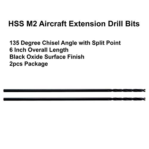 MAXTOOL 1/8 x6 2 kom identične produžne bušilice za avione HSS M2 izuzetno dugačke burgije za duboko uvijanje ravne drške potpuno