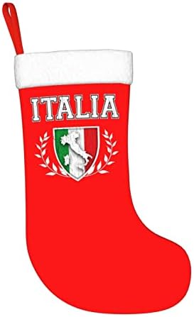 QG ZZX Italia Italija Italijanska zastava Božićne čarape Xmas Čarape Kamin Viseća čarapa 18 inča Odmorsko dekoracija