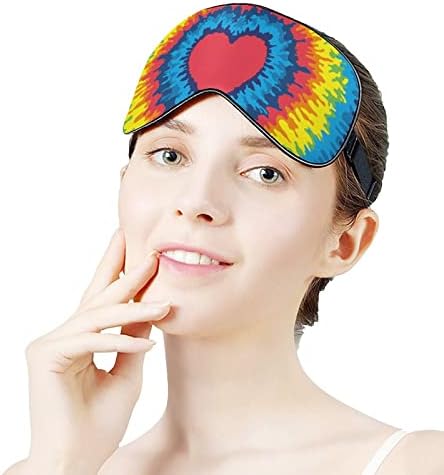 FunnyStar Heart Rainbow Tie Dye Mekano spavanje maska ​​za oči za spavanje za spavanje savršenim blokovima svjetlo sa podesivim remenom