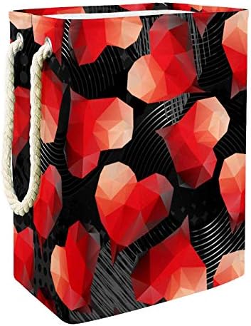 DJROW dekorativna korpa za veš crveno srce uzorak sklopiva korpa za odlaganje sa ručkama korpe za organizaciju odjeće za igračke
