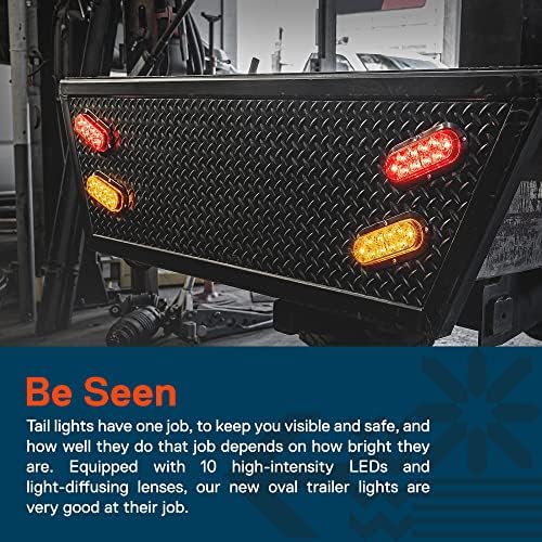 2pc 6-inčni crveni Ovalni LED prikolica komplet zadnjeg svjetla [DOT FMVSS 108] [SAE S2T2I6] [Površinski nosač] [IP67 vodootporan] [Stop Turn Tail] prikolica kočiona svjetla za prikolicu za čamac RV kamioni