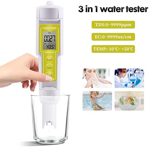 Tester za kvalitet vode Nuopaiplus, 3 u 1 Digitalni pH metar Tester za kvalitet vode EC TDS temp detektor 0 ~ 9999ppm za pitke vode