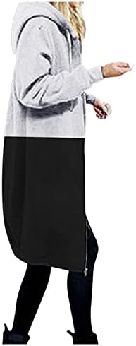 Ženska jakna za crtanje u boji Zglobovi sa zatvaračem Zgarne otvorene dukserice Dugi kaput modna povremena odjeća Žene