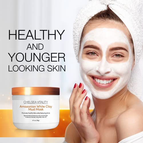 Chelsea Vitality-ska maska od blata od bijele gline - dubinsko čišćenje pora i tretman masne kože, smanjuje akne na licu za jasniju kožu - tretman mitesera kvaliteta Banje, promoviše kožu mlađeg izgleda-4oz