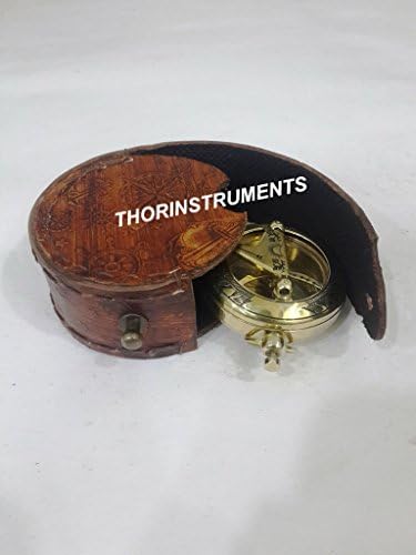 Vintage stil nautički mesingani push dugme Kompas sa smeđom kožnom kutijom rustikalni vintage home Decor pokloni