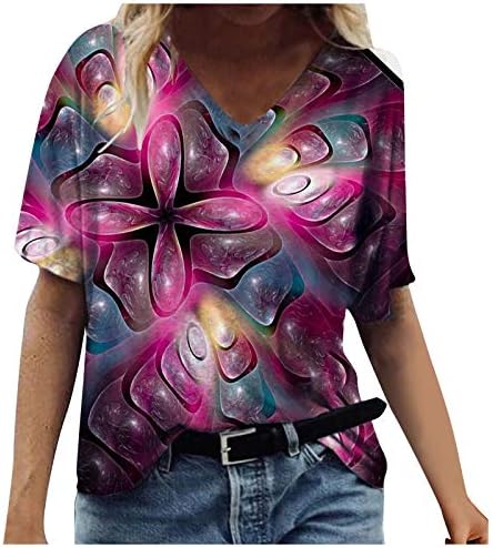 Umjetničko kravata Dye Print Toes Womans Womans Kratki rukav Crew-izrez za bluzu Bluza Trendy Casual Tee Tuns Tank Tunic,