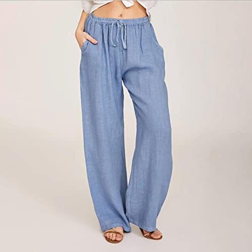Ljetne pantalone za ženske lagane ljetne hlače elastične strukske vučne salone sa dnevnim boravkom hlače učvršćivači sa džepovima