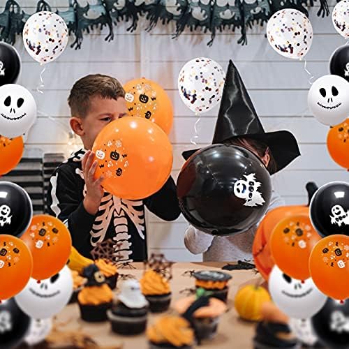 67pcs Kot za ukrašavanje balona Halloween, baloni Halloween Party Balloons uključuje Happy Halloween banner, balone, spiralne ukrase, foto rekvizite, pomoćnu opremu za noću za Halloween za zabavu za kućnu vanjsku dekor