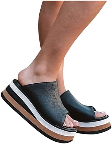 Sandale za klinove za žene Dressy Ljeto, Slingback Open TOE Sandale Slip-on Platform Plaže Sandale Ljeto Udobne cipele Sandalias de