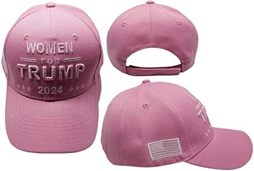Pasati žene za Trump 2024 Pink sa svijetlo ružičastim slovima USA Podesiva vezena kapa za bejzbol kapu, 7 3/4