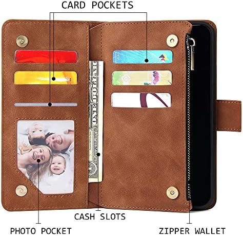 DUGROS Flip kožna torbica za iPhone 14 13 12 Mini 11 Pro Xs Max XR X 8 7 se 2020 2022 6 6s Plus stalak za novčanik sa zatvaračem poklopac telefona, kafa, za iPhone 6 6s