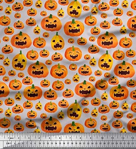 Soimoi Pamučna Platnena Tkanina Bundeva Halloween Print Šivaća Tkanina Dvorište Širine 42 Inča