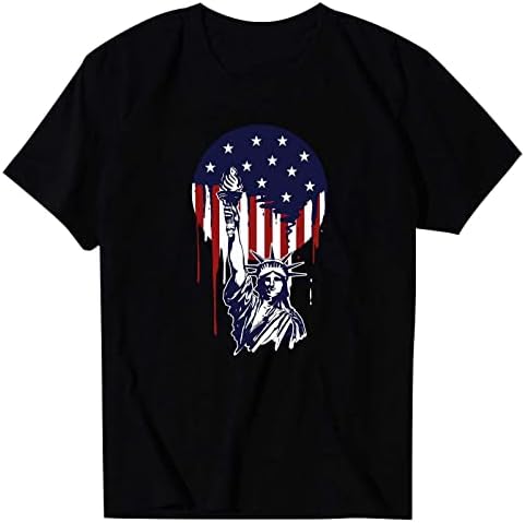 Majica za zastavu za žene Američka zastava Suncokretove košulje 4. jula Patriotska bluza Kratki rukav O-vrat pulover na vrhu