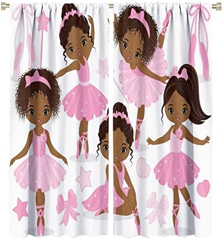 Pink afrička američka zavjesa za balerinu, simpatična mala afrička američka balerina baleta princeza plesačica za potamnjenje vrata