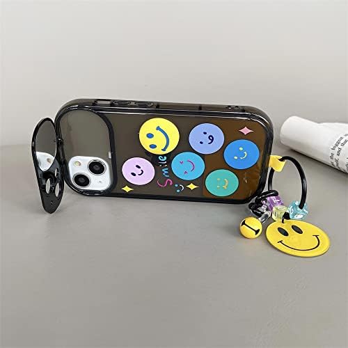 Slatka višebojna torbica za telefon s osmijehom kompatibilna s iPhoneom 13 modni lijepi držač stalka za ogledalo sa preklopnim ogledalom