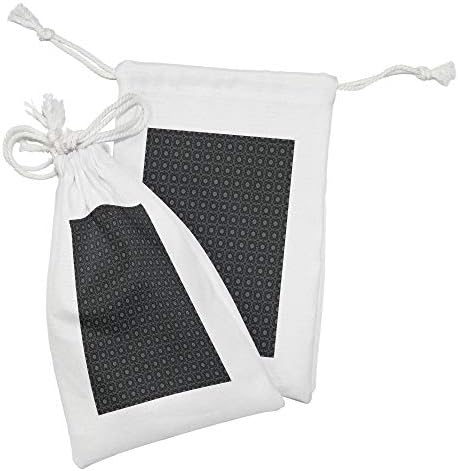 AMBESONNE cvjetna torba za tkaninu 2, tačnija staromodni mozaički dizajn u crnim i sivim tonovima sa zakrivljenim motivima, malom vrećicom za crtanje za maske za toaletne potrepštine, crne i sive boje