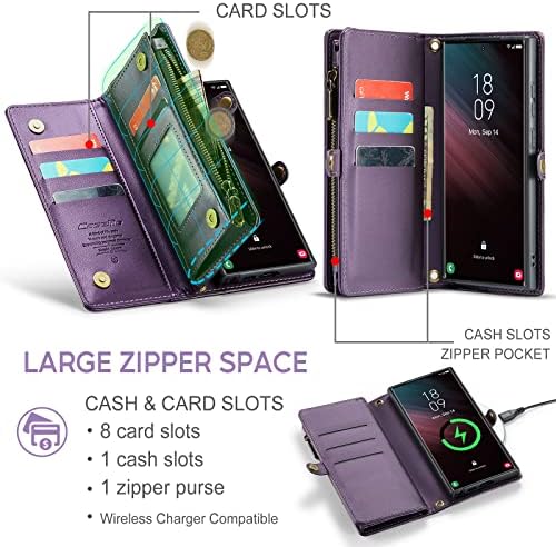 Asapdos Galaxy Note 20 Ultra novčanik, Retro PU kožna torbica za ručni zglob sa magnetnim zatvaračem, [RFID Blocking] držač kartice i postolje za muškarce i žene ljubičasto