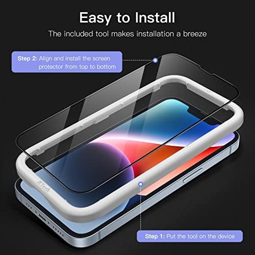 JETech Zaštita ekrana pune pokrivenosti za iPhone 14 6.1-inčni, crni rub kaljenog stakla Film sa jednostavan alat za instalaciju, Case-Friendly, HD Clear, 3-Pack