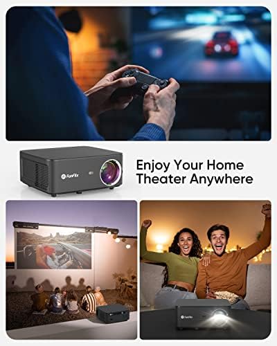 1080p Full HD projektor, 15000 lumena Prijenosni filmski projektor, Funflix 300 WiFi projektor Bluetooth projektor, videozarstvo videozapisa kompatibilno sa HDMI, VGA, USB, AV, laptop, pametnim telefonom