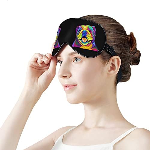 Obojena engleska bulldog maska ​​za zatamnjevanje za spavanje noćne očiju sa podesivim kaišem za muškarce za muškarce Travel Yoga