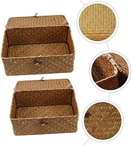 Toyvian 2pcs kutija za skladištenje ormara za odlaganje ormarića za igračke košara s poklopcem tkanim morskom trakom za skladištenje