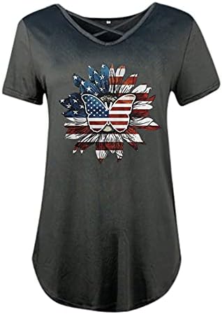 Vijailna američka zastava 4. jula Kratki rukav Ljetne košulje Ležerne prilike za žene Dolje Ljetne bluze za ženska poslovna majica