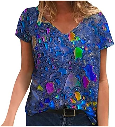 Najpopularna majica za teen djevojke jesen ljetni kratki rukav 2023 odjeća V vrat pamučna grafička majica B5 B5