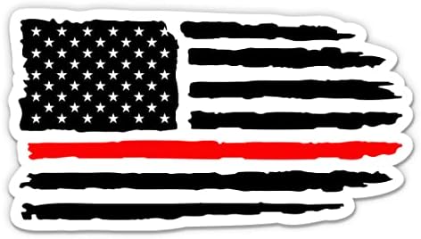 Crvena linijska američka zastava vatrogasac - 3 Naljepnica za laptop - vodootporni vinil za automobil, telefon, boca vode - vatrogasac Patriot Crvena linija naljepnica
