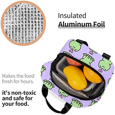 VUEDJRO Kawaii Frog Love vodootporna izolovana torba za ručak, moderna izdržljiva kutija za ručak sa džepom i patentnim zatvaračem