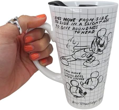 Bijela Sketchbook Keramička Putna Šolja Mickey Mouse, Disneyjeva Čaša Za Kafu, 7,5 Inča