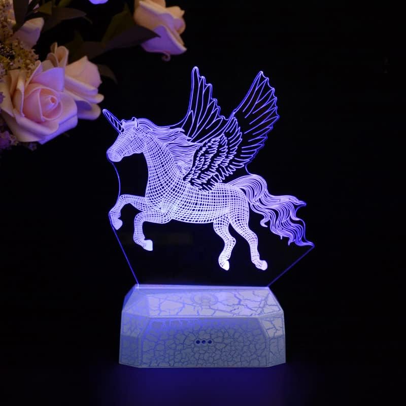 Jednorog noćno svjetlo 3D osvjetljenje 16 boja noćna lampa sa varijabilnom mogućnošću zatamnjivanja, ideje za rođendanske poklone na daljinsko upravljanje za djecu Djevojke Soba Dector