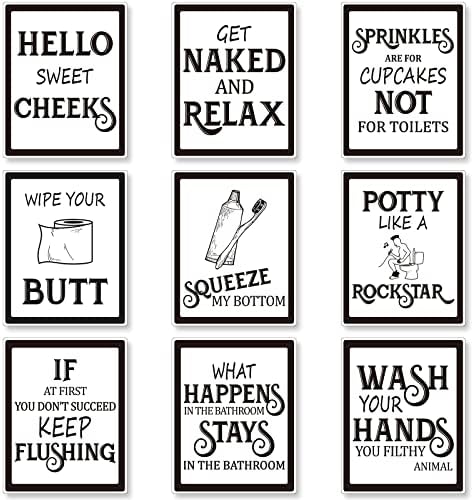 9 komada kupatilo zid dekor, Funny Vintage kupatilo znak kupatilo Citati Izreke Art Prints kupatilo posteri za zid toalet kupatilo